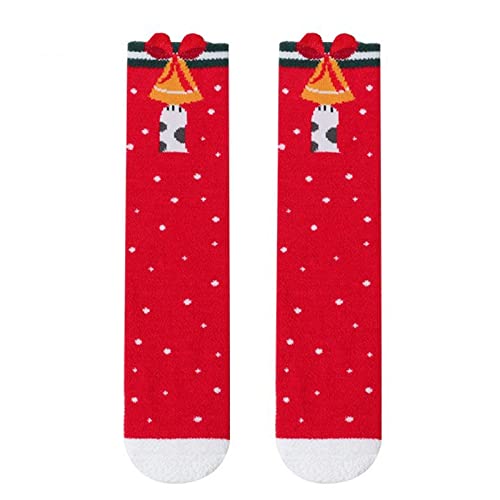 Boys Girls Christmas Socks Toddler Cozy Winter Stockings Warm Infant Fuzzy Non Slip Knee-High Socks Kids Xmas Socks