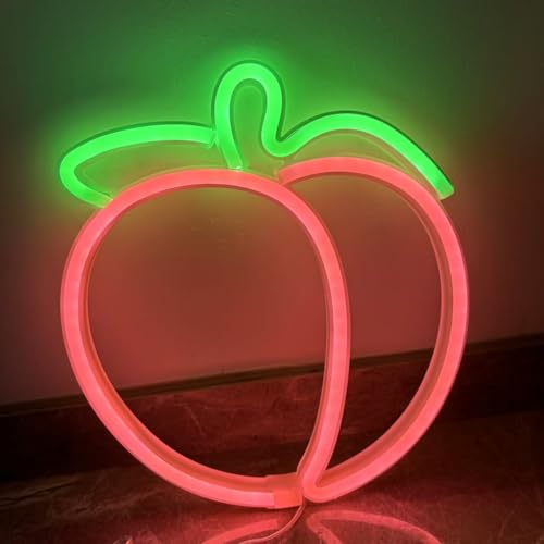 Image of Peach Neon Sign, Fruit Peach Neon Decor,Funny Peach Led Sign Pink Decor For Bedroom Wall Art Decor,Gift For Her, Peach Led Sign For Christmas Decoration Thanksgiving Decoration Valentine'S Day Gift