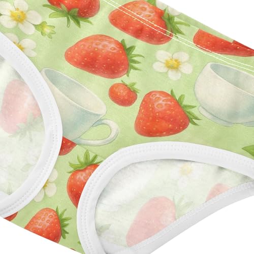 Joisal Fancy Toddler Girls Underwear 2t Cotton Panties for Girl Red Strawberries White Daisies Green Briefs Undies Kids4