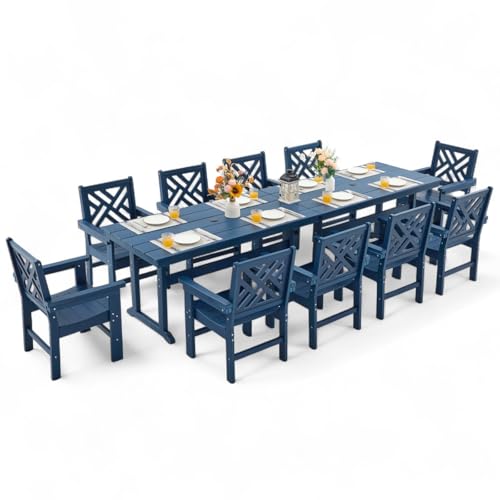 12-Piece HDPE Outdoor Dining Set with Umbrella Hole