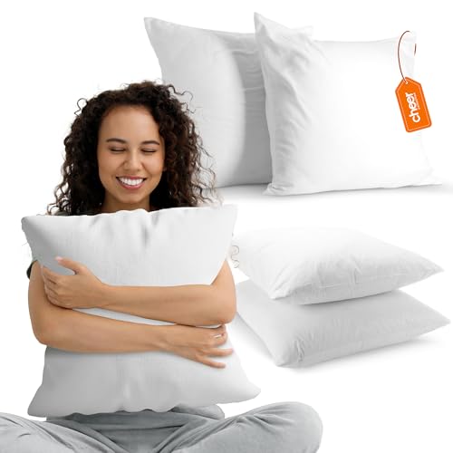 Cheer Collection Throw Pillows - Decorative Square Pillows for Bed and Couch - Snuggy 26x26 Euro Pillow Inserts with Cover - Perfect Throw Pillow Inserts for Small Decorative Pillows