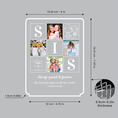 Image of Giftplease Personalised Rakhi Gift for Sister - Custom Acrylic Photo Collage Frame with Wooden Base, Meaningful Raksha Bandhan Keepsake from Brother, Personalized Memory Display for Siblings, Decor