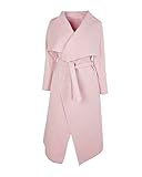 Crazy Girls Womens Ladies Celebrity Kim Kardashian Style Drape Waterfall Jacket Long Sleeve Belted Oversized Trench Coat UK 8-14 (One Size: 8-14, Rose)