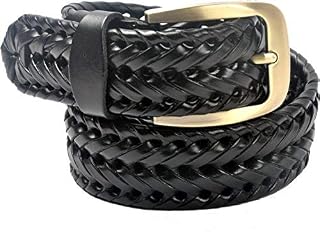 VOGARD Mens Braided Genuine Leather Original Branded Belt | Woven Leather Belt for Casual Pants with Brass Buckle| Micro A... Price In India