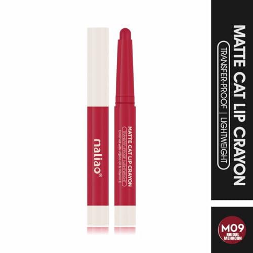 Image of Maliao Matte Cat Lip Crayon: Transfer-Proof & Lightweight (09-BRIDAL MEHROON)