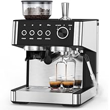COWSAR 20 Bar Espresso Machine with Grinder & Milk Frother Steam Wand, 58mm Expresso Coffee machines, Commercial Stainless Steel Coffee Maker for Cappuccino and Latte, Perfect for Home Cafe-Black