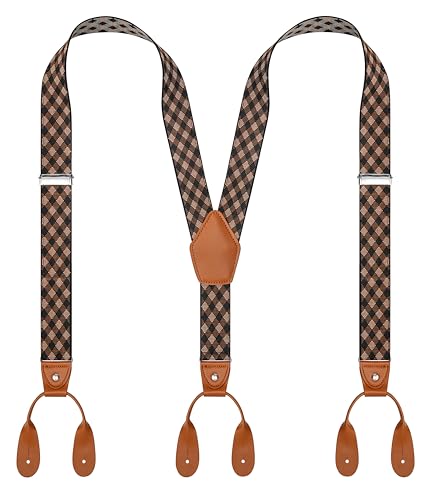 Image of Suspenders for Men Button End Adjustable Y-Back Elastic 47 Inches