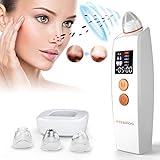 Pterxiog 毛穴吸引器 毛穴クリーン 角栓 にきび取り 黒ずみ吸引 たるみ改善 しわ減少 毛穴ケア 美顔器 美肌効果 フェイスケア ワイヤレス充電 4段階吸引力 4種類ヘッド LEDディスプレイ 日本語説明書 男女兼用 (ホワイト)