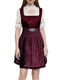 ORANDESIGNE Dirndl Damen Dirndelkleider mit Bluse und Schürze Dirndl Set Komplett Trachtenkleid Midi 3tlg. für Oktoberfest D Rot XS