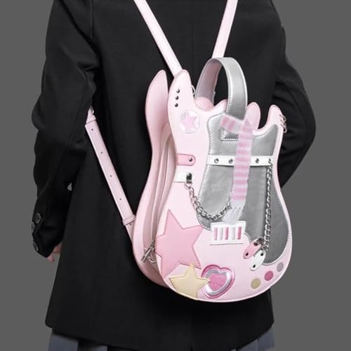 Sac à dos rose forme guitare idéal pour les sorties entre amies et le style Y2K