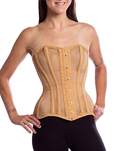 Orchard Corset CS-511 Womens Mesh Overbust Original Steel Boned Waist Training Corset (30" (Fits Natural Waist 37"-40"), Beige)