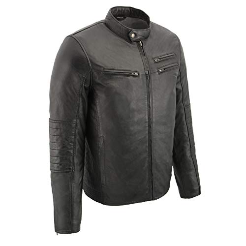 Milwaukee Leather Sfm1806 Men's Black Euro Collar Café Style Leather Jacket - X-Large #TOP11