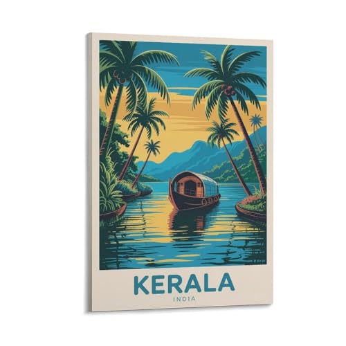 Poster Kerala India peinture rétro pour raviver vos souvenirs de voyages lointains