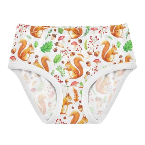 Joisal Artistic Girls Underwear Toddlers 2t Cotton Panties Little Girl Watercolor Squirrels Mushroom Underpants Briefs