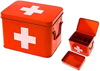 PT Medicine Storage Box Metal Red with White Cross Medium