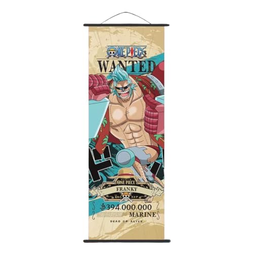 One Piece Anime Wall Scroll, Wanted Posters Collection, Decorative Art Print with Hanging Accessories, 27.5