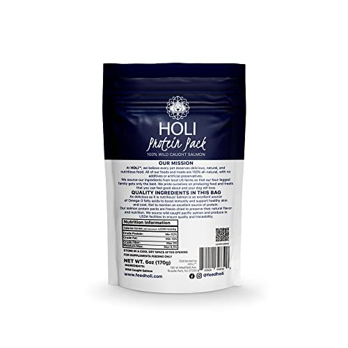 Image of HOLI Freeze Dried Salmon Dog Food Topper - with Omega 3 & 6 - Single Ingredient, Human-Grade Wild Caught Salmon - Dog Food Flavor Enhancer for Picky Dogs - 100% All Natural - 6oz