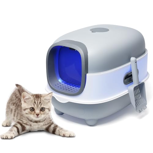 Katzentoilette,Ultragroße Vollständig Geschlossene katzenklo mit Automatischem Anti-Sand-Käfig Einfach zu reinigen desodorieren Leicht...