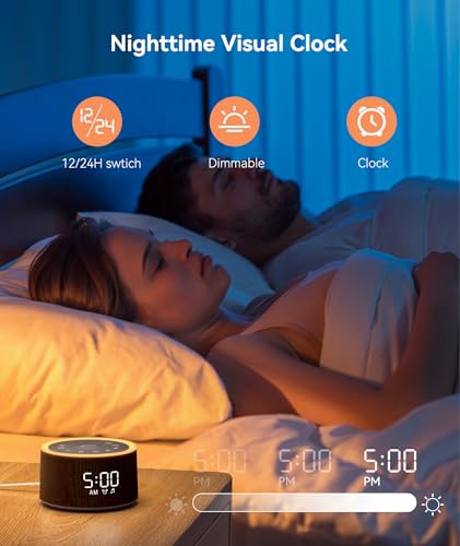 Image of Dreamegg D1+ Sound Machine & Alarm Clock - Sound Machine for Sleep, White Noise Machine with 29 Soothing Sounds, Night Light, 0-100% Dimmable, White Noise Alarm Clock for Bedrooms Adults Baby, Black