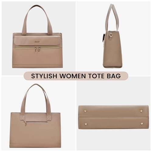 Image of Laptop Bag for Women Leather Laptop Tote Bag Large Computer Bag Waterproof Business Office Work Bag