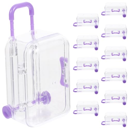 Mini valises en plastique violettes pour decoration de table de mariage et anniversaire