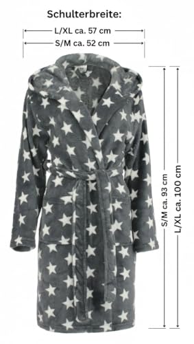 Brandsseller Albornoz Mujer con Capucha L/XL – Suave Batin de Microfibra con Estrellas – Certificado Oeko-Tex – Ideal para Casa, Spa o Bienestar – Gris/Blanco - imagen 2