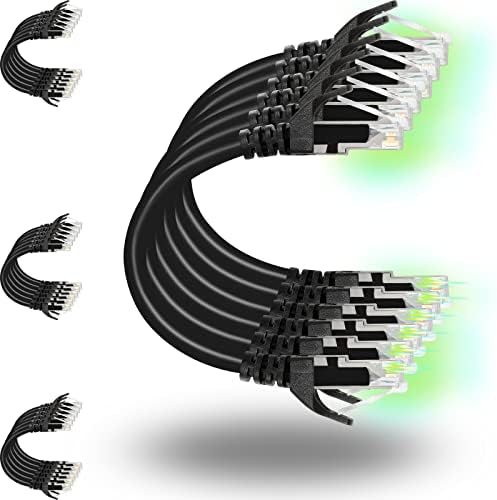 Patch Cables Cat6 1ft 24 Pack, Rapink Ethernet Patch Cable 10G, Cat 6 Patch Cable for Patch Panel to Switch, Flexiable Cat 6 Ethernet Cable with Gold Plated Black
