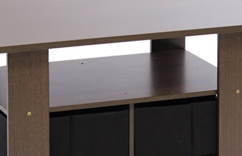 Furinno Coffee Table With Bins, Dark Brown/Black #TOP3