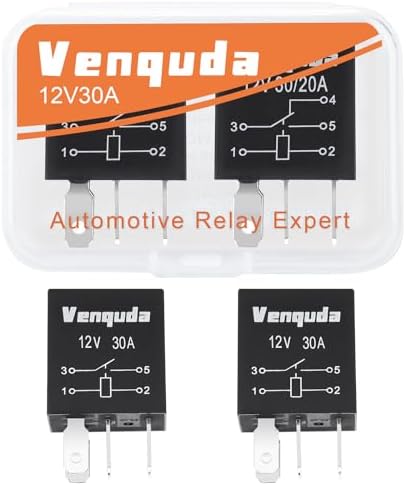 12V 30A Multi-Purpose Relay, 4-Pin Automotive Relay with Nylon Shell, Waterproof Design, Pack of 4 (4pin-x-2pcs)