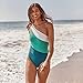 SUMMERSALT The Sidestroke One Piece Swimsuit, Seaweed/Seaglass/White Sand, 14