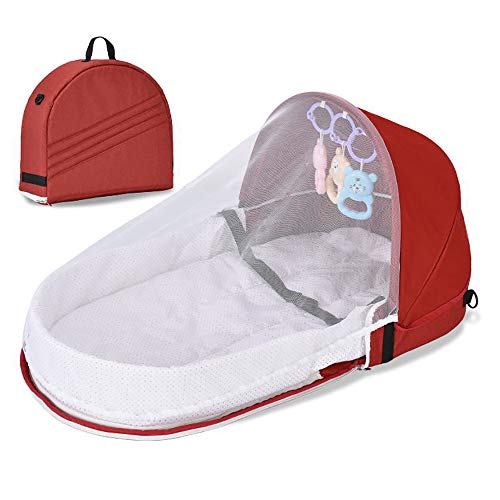 Berceau de voyage pour bébé, lit de voyage portable pour bébés de 0 à 12 mois, dormeuse rembourrée pour bébé avec auvent et filet, nacelle de voyage pour bébé Cover