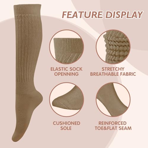Image of Buauty Slouch Socks for Women, Soft Extra Long Chunky Scrunch Knee High Sock Winter Knit Slouchy Socks Leg Warmmers