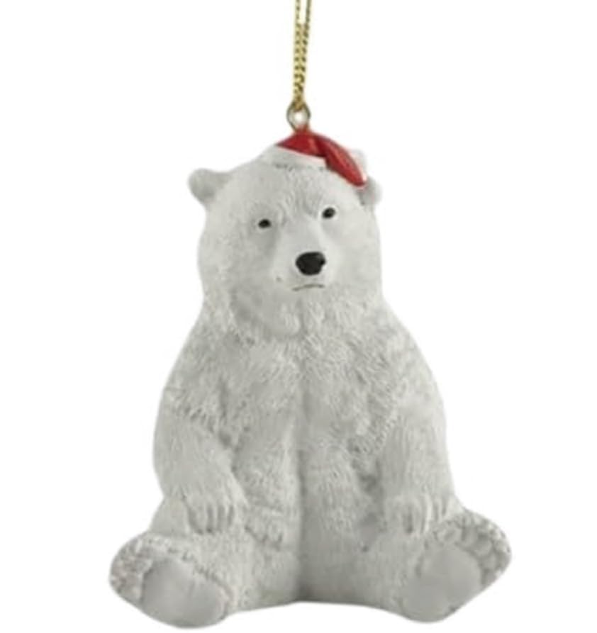 White Polar Bear Hanging Christmas Tree Ornament...