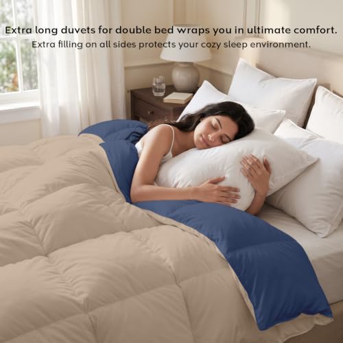 Image of AYKA Reversible Comforter 220 GSM Microfiber Reversible AC Comforter /Blanket for Winter /Quilt /Dohar /Duvets for King Size Blanket /Comforter Double Bed (Taupe & Navyblue, 90 * 100)