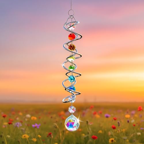 Boule d'observation en cristal AB de 52,1 cm avec spirale décorative suspendue de qualité - 8