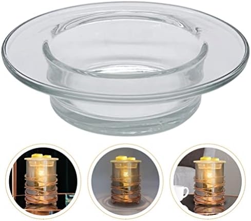 Oil Warmer Glass Dish Replacement: Round Glass Dish Wax Melt Candle Warmer Bowl Plate Lid Tray for Electric Oil Lamps Aroma Lamp Tart Warmers