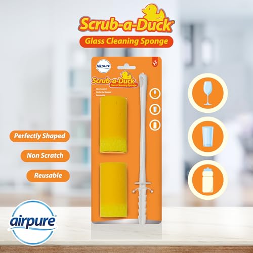 Image of airpure Scrub-a-Duck Glass Cleaning Sponge | Non Scratch | Perfectly Shaped | Reuseable, Variety, One Size