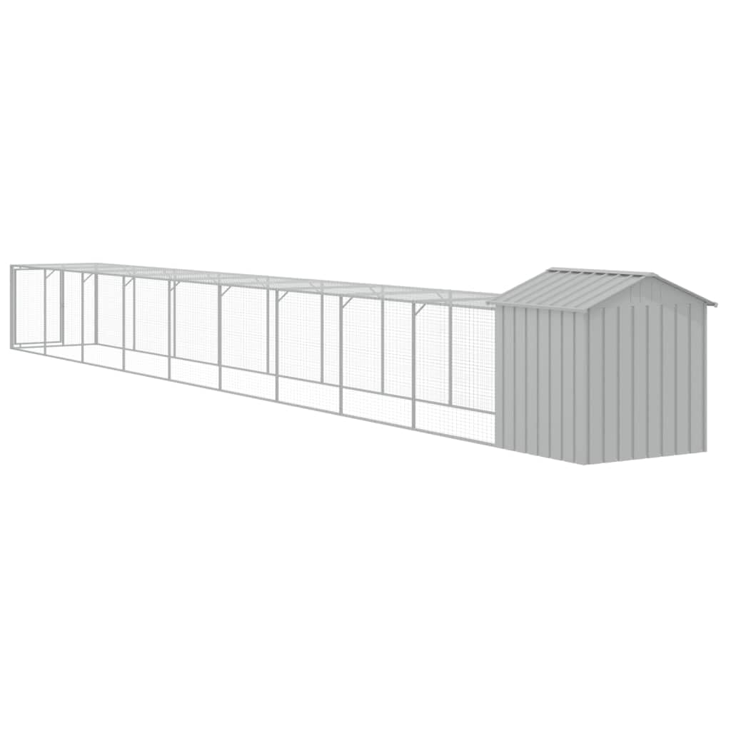 Homgoday Casa Mobilia Gallinero área de carrera gris claro 117 x 1017 x 123 cm acero galvanizado, jaula para animales jaula para pollos exterior para aves de corral gallineros conejos