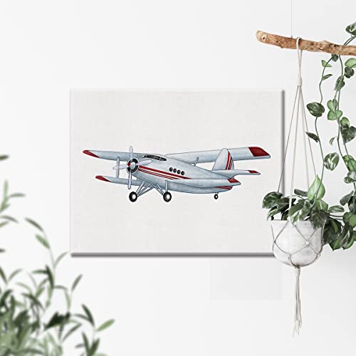 Airplane Canvas Wall Art Watercolor Transportation Vintage Plane Canvas Painting Biplane Aviation Prints For Home Boys Bedroom Wall Decor Framed Artwork Gifts(12X15 Inch) #TOP3