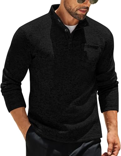 COOFANDY Men's Quarter Button Henley Sweater Casual Knitted