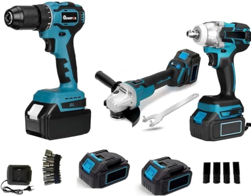 Kit Completo Professionale Fai da Te 3 in 1 con Trapano Avvitatore a Batteria, Smerigliatrice...
