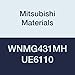 Mitsubishi Materials WNMG431MH UE6110 CVD Coated Carbide WN Type Negative Turning Insert with Hole, Trigon, 0.5" IC, 0.187" Thick, 0.016" Corner Radius, MH Breaker (Pack of 10)