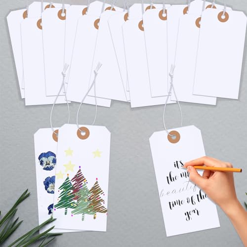 Liatinbo 120 Pcs Gift Tags with Elastic String,Blank Shipping Tags Large Marking Gift Bags Tags Writable Price Tags Inventory Tags