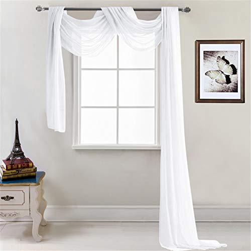 SWECOMZE Cortina de gasa transparente – Cortina transversal para cama con dosel / cortinas decorativas para boda, 1 unidad, 548 x 132 cm (blanco)