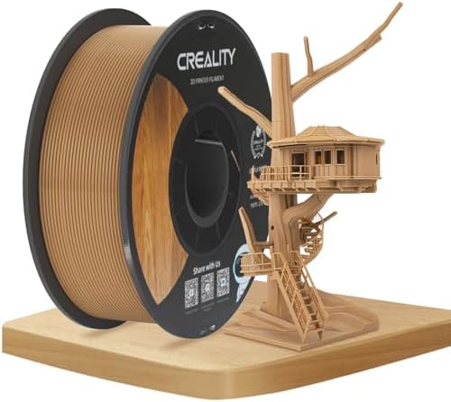 Official Creality Wood Filament PLA 1.75 mm, Woods 3D Printer Filament, More Than 30% Real Wood, Smooth Silk Texture, Toughness, 1kg(2.2lbs)/Spool 3D Printing Filament, for All FDM Printers