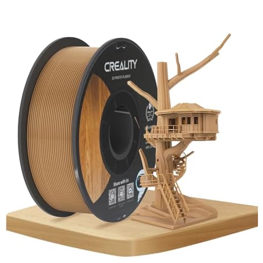 Official CREALITY Wood Filament PLA 1.75 mm, Wood 3D Printer Filament, More Than 30% Real Wood, Smooth Silk Texture, Toughness, 1kg(2.2lbs)/Spool 3D Printing Filament, for All FDM 3D Printers