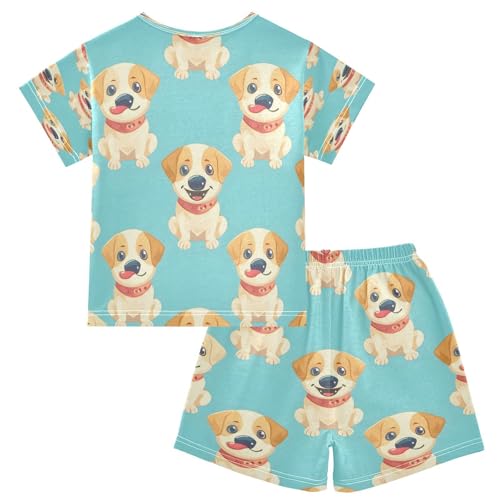 senya Short Sleeve Pajamas Sets Summer Cotton Sleepwear Cute Dog2
