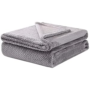 Wafel Flanellen Bed Deken, Dikker Warm Fuzzy Microplush Lichtgewicht Dekens voor Bank Bed Sofa Grijs, 78.7 X 90.6 Inch