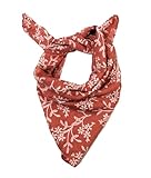 Shanlin Unisex Cotton Square Bandanas Scarves 24x24 (Floral RustRed)