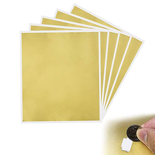 KBNIAN 5 Feuilles Cartes à Gratter Autocollant DIY Étiquettes à Gratter Rectangle Autocollant à Gratter Or Sticker à Gratter Scratch Card Sticker...